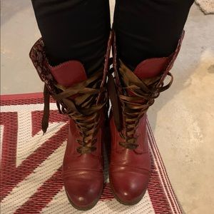 Tall maroon boots
